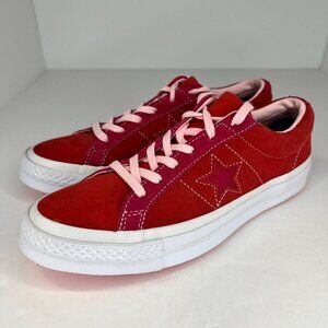 Converse Kids 261791C Enamel Red Pink Pop Leather One Star Low Size 7 Sneakers